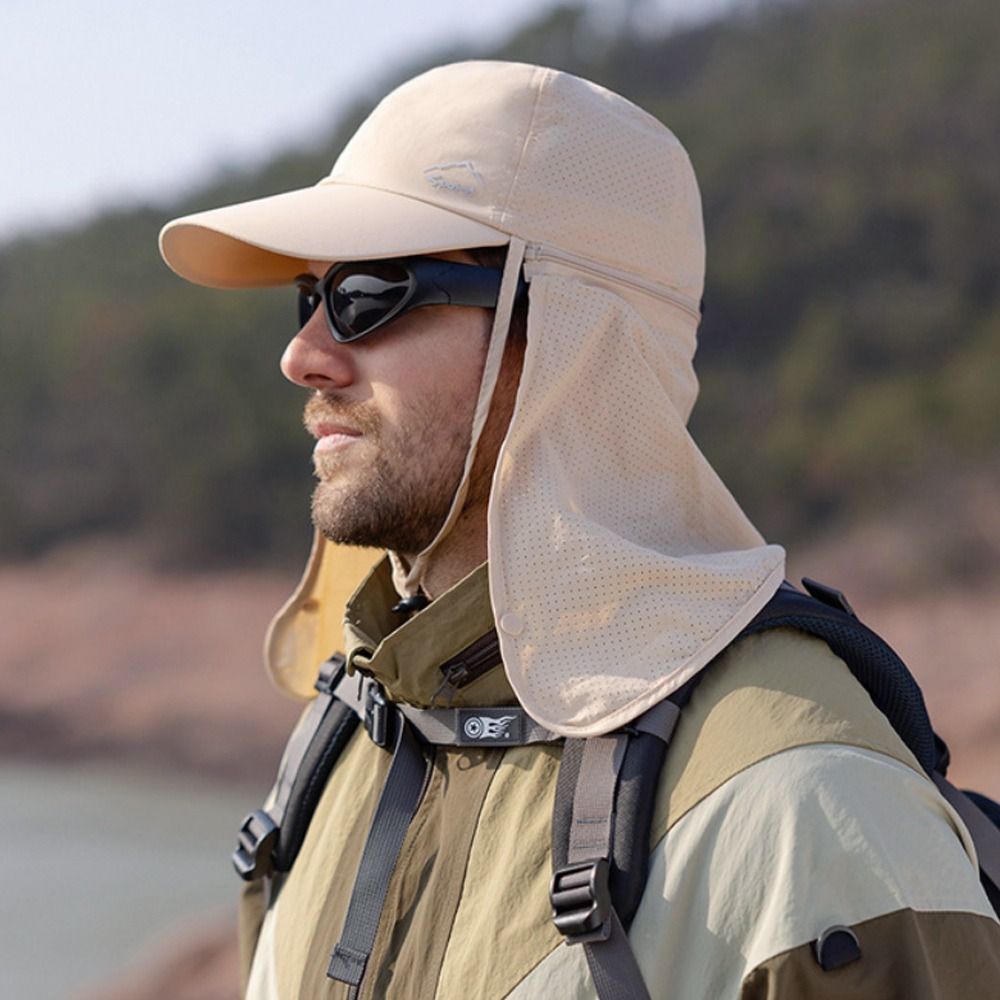 Protección solar Sombrero impermeable para el sol Secado rápido Gorra de béisbol de pesca de ala ancha Mantón desmontable Gorra de playa transpirable