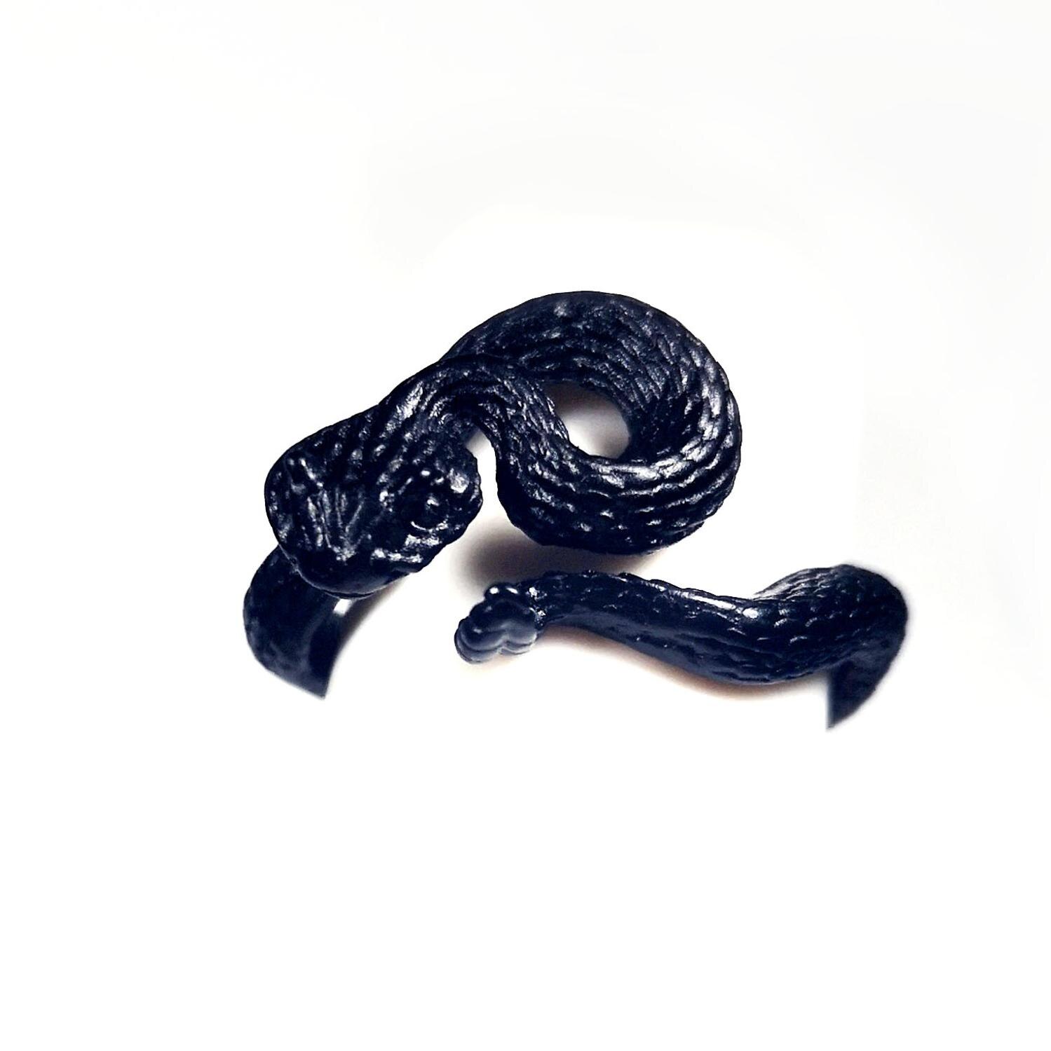 Anillo ajustable para hombres, niñas y mujeres, serpiente negra de oro ajustable, Animal feroz, Retro, Punk, esguinces muy grandes, Faraón egipcio: RK7