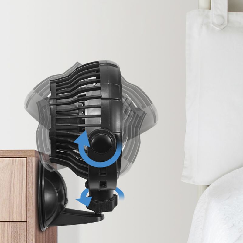 Suction Cup 2000mAh USB Rechargeable Battery Operated Kitchen Fan for Home Car