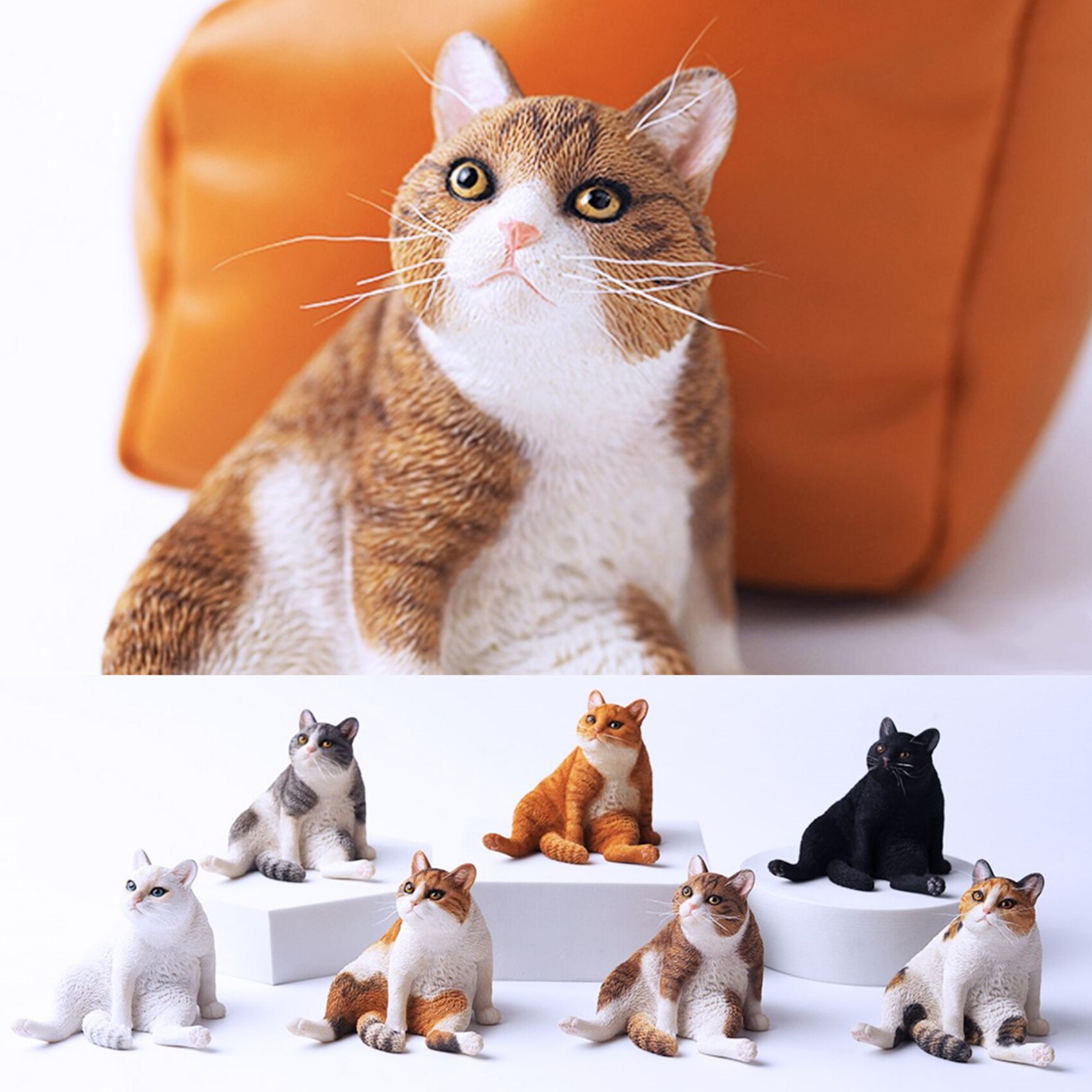 JXK 1:6 Scale Orange Cats Figure Cute Lazy Cat Pet Healing Figure Felidae Animal Collector Toy Resin Desktop Decoration