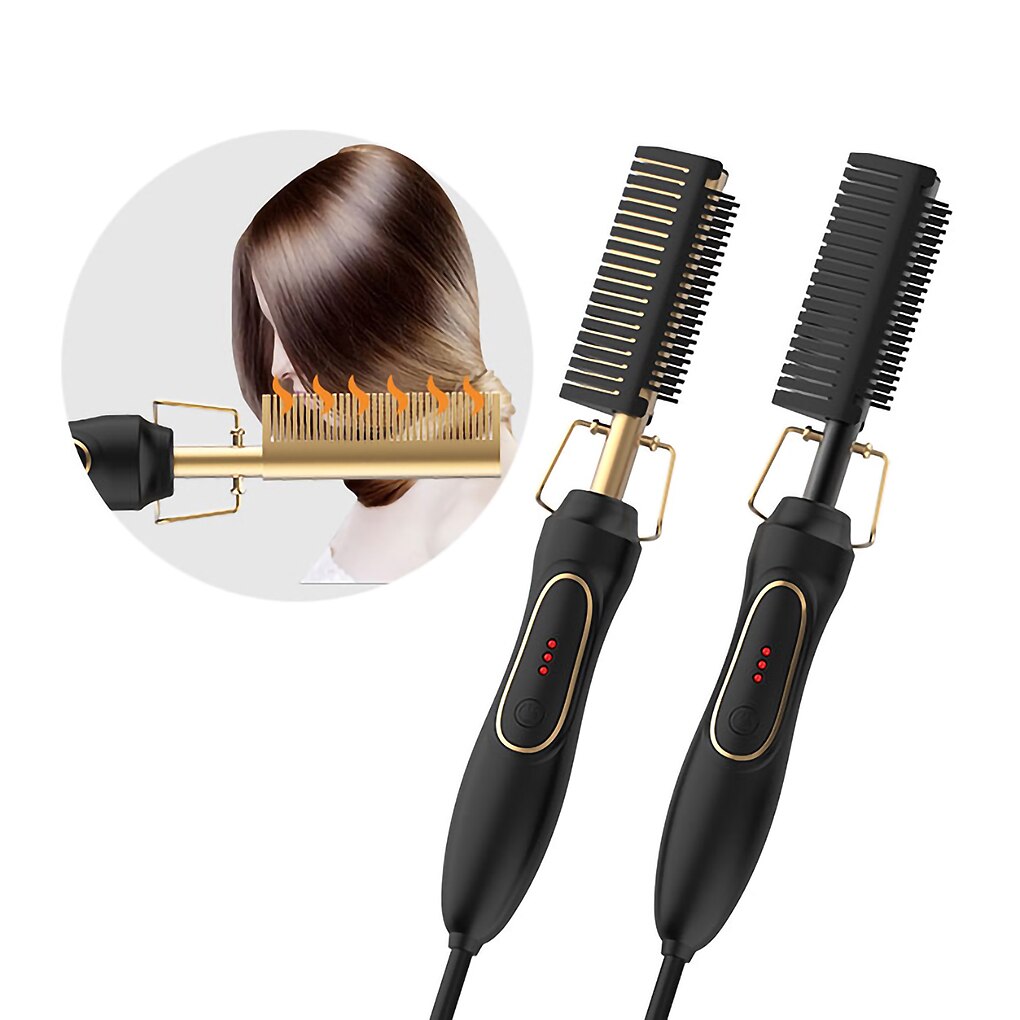 Multifunction Hair Straightener Flat Irons Wet Dry Use Brush Comb Heating Hair Straight Styler Curling Iron Hair Curler Comb