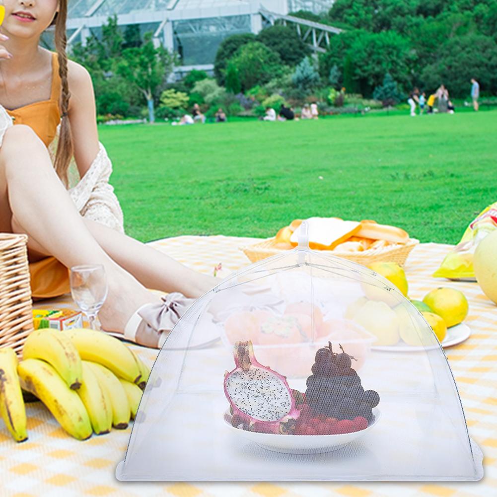 12 - Inch Kitchen Food Cover Mesh Folding Washable Preventing Flies Table Cover For Outdoor BBQ Camping Picnic White Food Cover