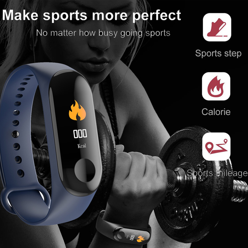 Armband färgpekskärm fitness tracker blodtryckspulsmätare smart armband fitness smart band  m3 sportklocka