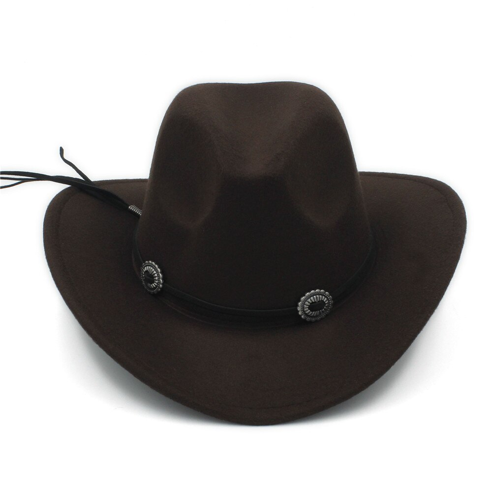 Uld barn kids western cowboy hat til dreng pige cowgirl jazz kirke kasket med læder toca sombrero kasket 4-9 år