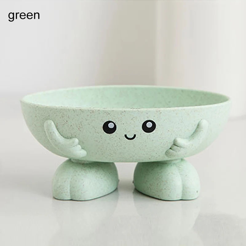 Eco-friendly 1Pcs Soap Box Non-slip Soap Dish Bathroom Supplies Soap Holder Cartoon Shape: green