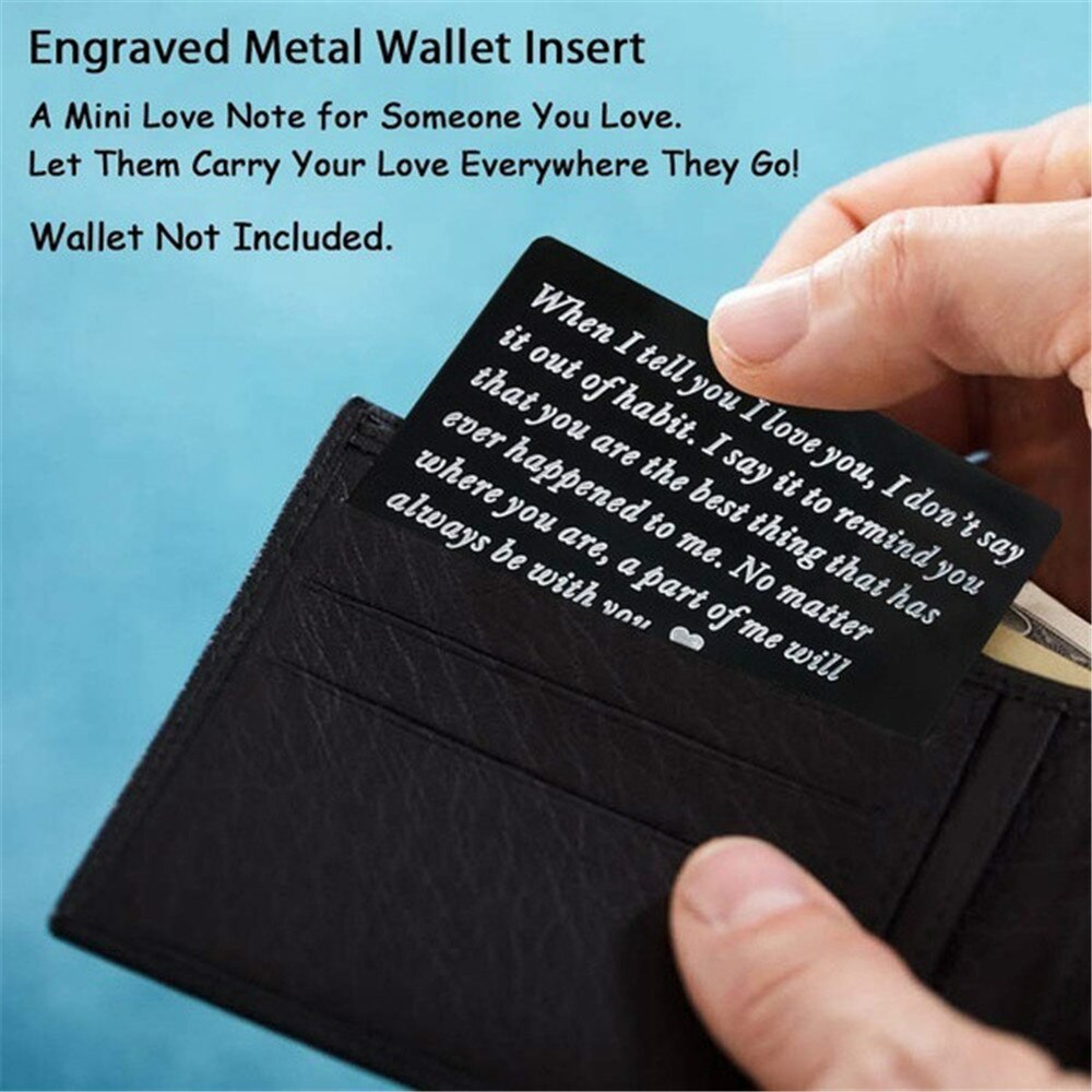 Engraved "When I Love You"Wallet Card Wallet Insertt to Love,Husband /Boyfriend/couple Anniversary for Boyfriend