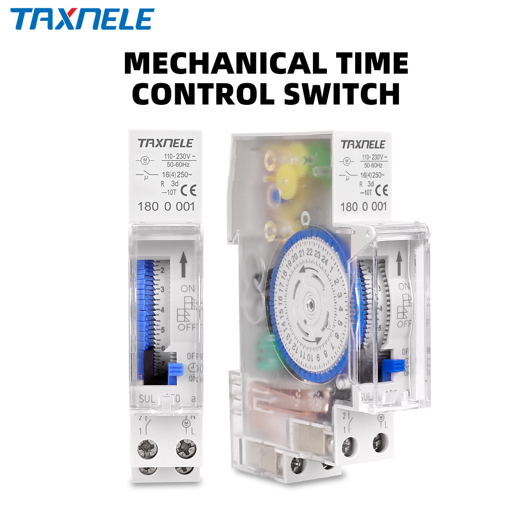 SUL180a Timer Switch 24 Hours Relay Analogues Electrical Programmable AC 220V 16A Battery 35mm Din Rail Mechanical Time Switch