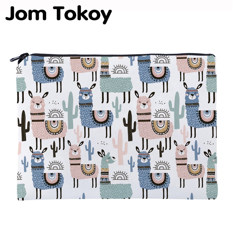 Jom Tokoy Afdrukken Alpaca Benodigdheden Voor Reizen Organisator Make-Up Tas Vrouwen Vierkante Cosmetische Tas Met Rits