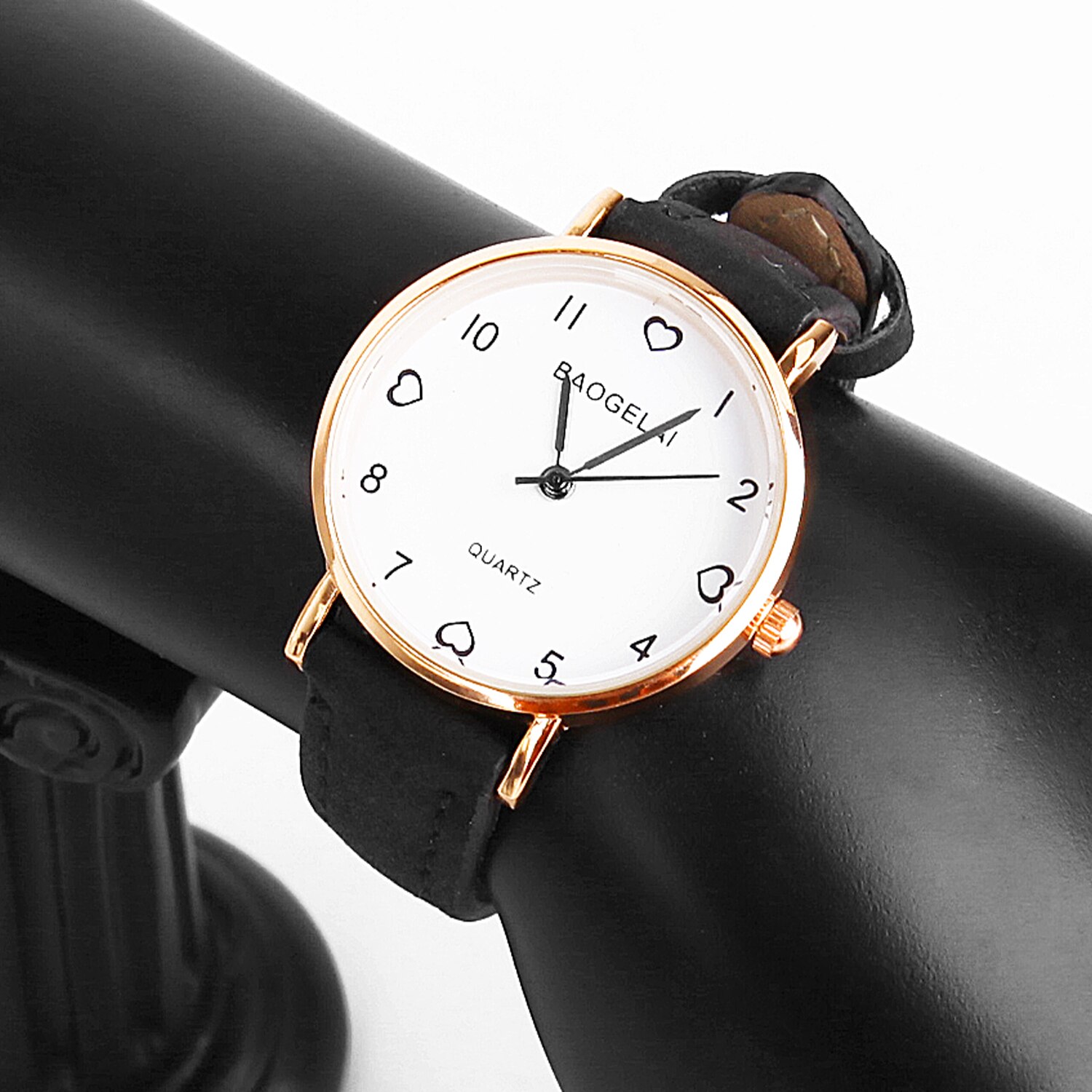 Vrouwen Eenvoudige Vintage Horloges Voor Vrouwen Wijzerplaat Horloge Lederen Band Polshorloge Dames Casual Armband Horloges: Black