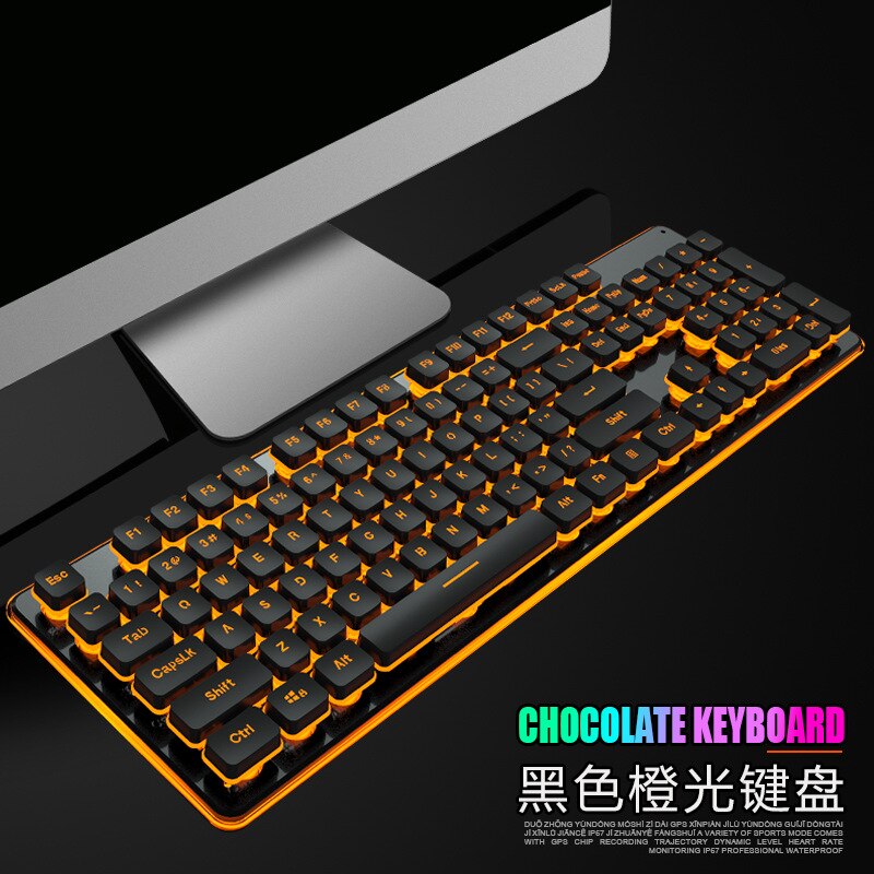 The Way the Wolf Mechanical Keyboard USB Wired Game Keyboard Computer Keyboard Game Illuminant Keyboard for Home & Office Use Co: Black  Orange Light
