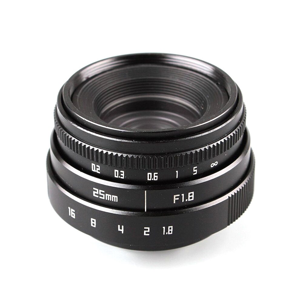 25mm F1.8 APS-C Télévision TV Objectif CCTV Objectif à monture C + Lens hood pour Nikon 1 mirrorless Caméra AW1 S2 J4 J3 J2 J1 V3 V2 V1 C-NI