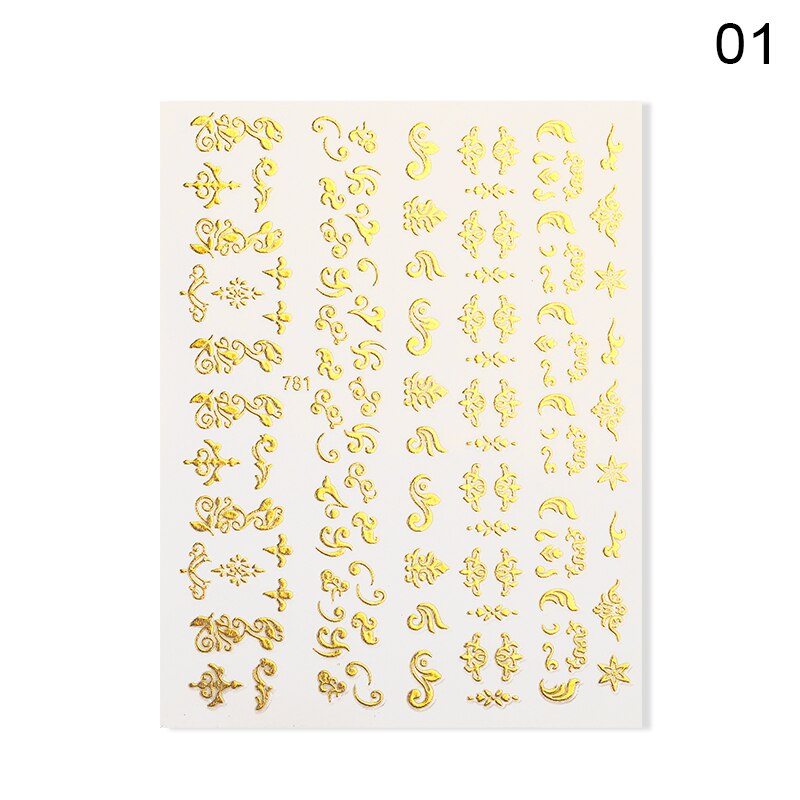 Or métal 3D autocollant à ongles géométrique lune étoile rayures vague ligne modèles Nail Art décalcomanies décoration bricolage accessoires de: 7