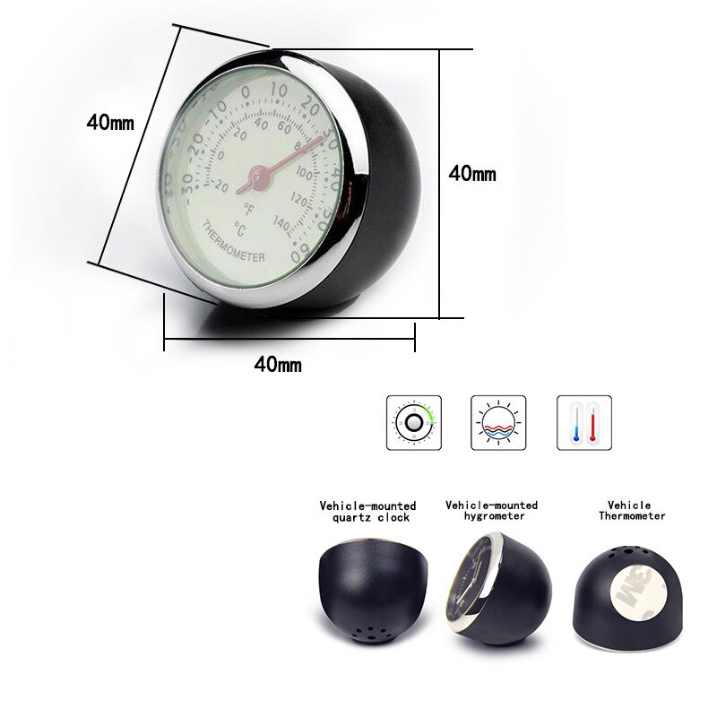 Car Accessories Car Luminous Clock Thermometer Hygrometer Internal Stick-On Dashboard Auto Interior Ornament Styling
