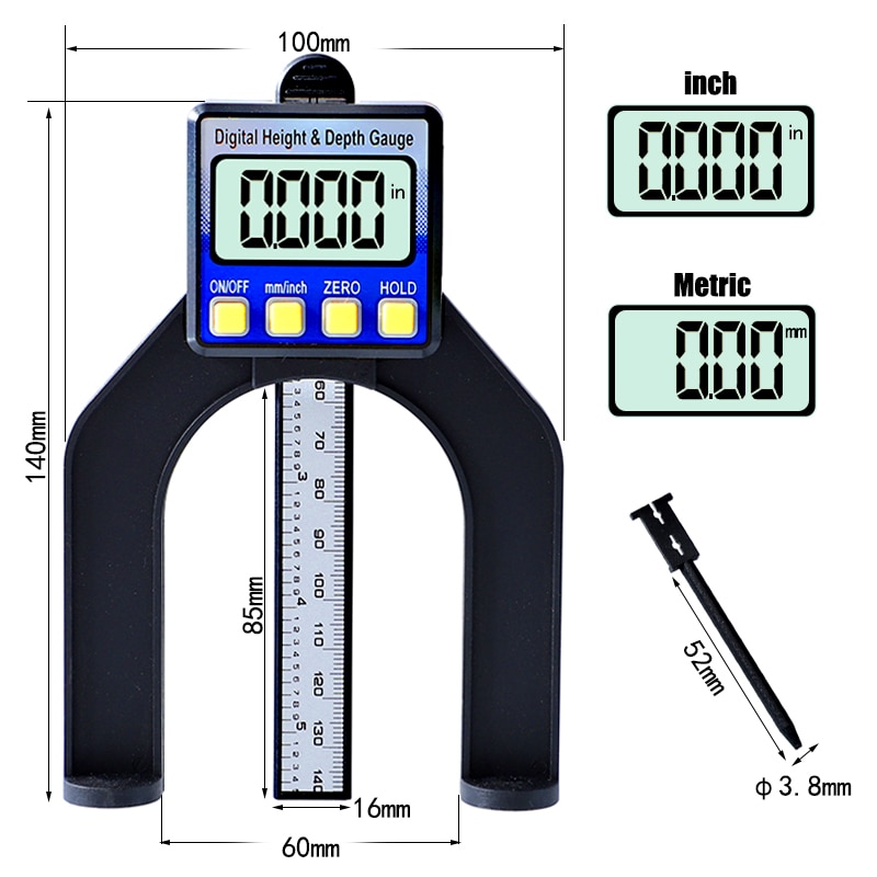 Mini Digital Tiefe Messgerät 80mm Magnetische Füße Selbst-Stehen Höer Messschieber Holzbearbeitung Router Tische Sah Sauerei Werkzeuge