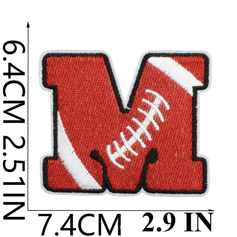 Sports Style Rugby Embroidery Patch Sticker 26 English Letters Clothes Decorative Cloth Sticker Team Chapter Boy Embroidery Piec: Nickel-Free White