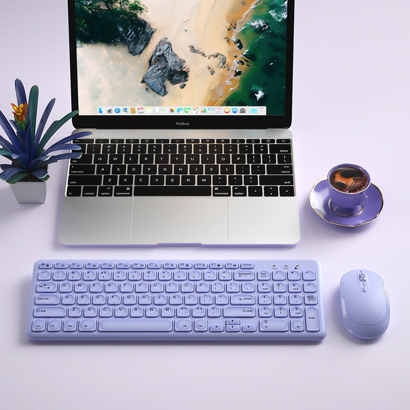EAOR 96-key Slim Wireless Keyboard 2.4G Silent Keyboard Mouse Combo Cute Wireless Office Keyboard Mouse Kit for Laptop Desktop