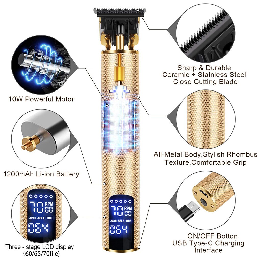 Hair Clipper Electric hair trimmer Cordless Shaver Trimmer 0mm Barber Hair Cutting Machine Beard Cutter Razor for Men