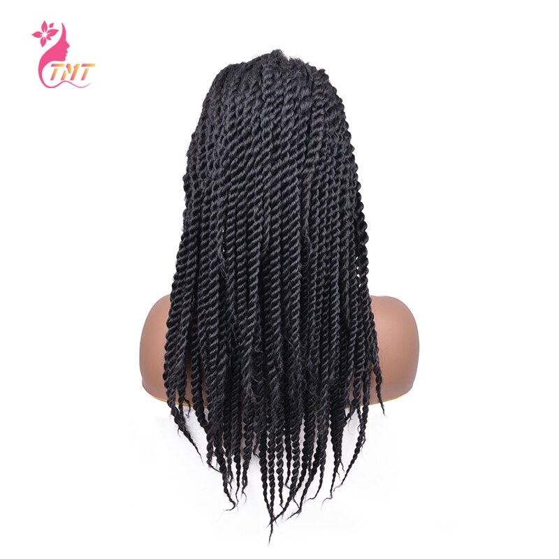 Synthetic Lace Front Braided Wig Senegalese Twists Braids Wigs For Women Heat Restant Fiber Natural Black Wig 22"