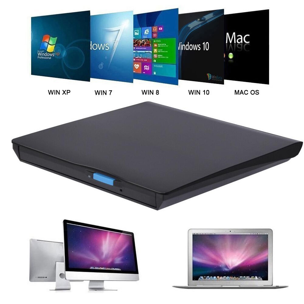 Grabador de DVD con CD-RW/DVD-RW externo, Unidad óptica para tabletas, PC, Mac, portátil, unidad delgada Win 7, 8, 10, USB 2,0