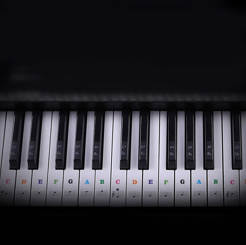 Teclado de piano eletrônico som nome adesivos etiqueta chave piano stave música decalque etiqueta nota etiqueta 49 54 61 88 teclas