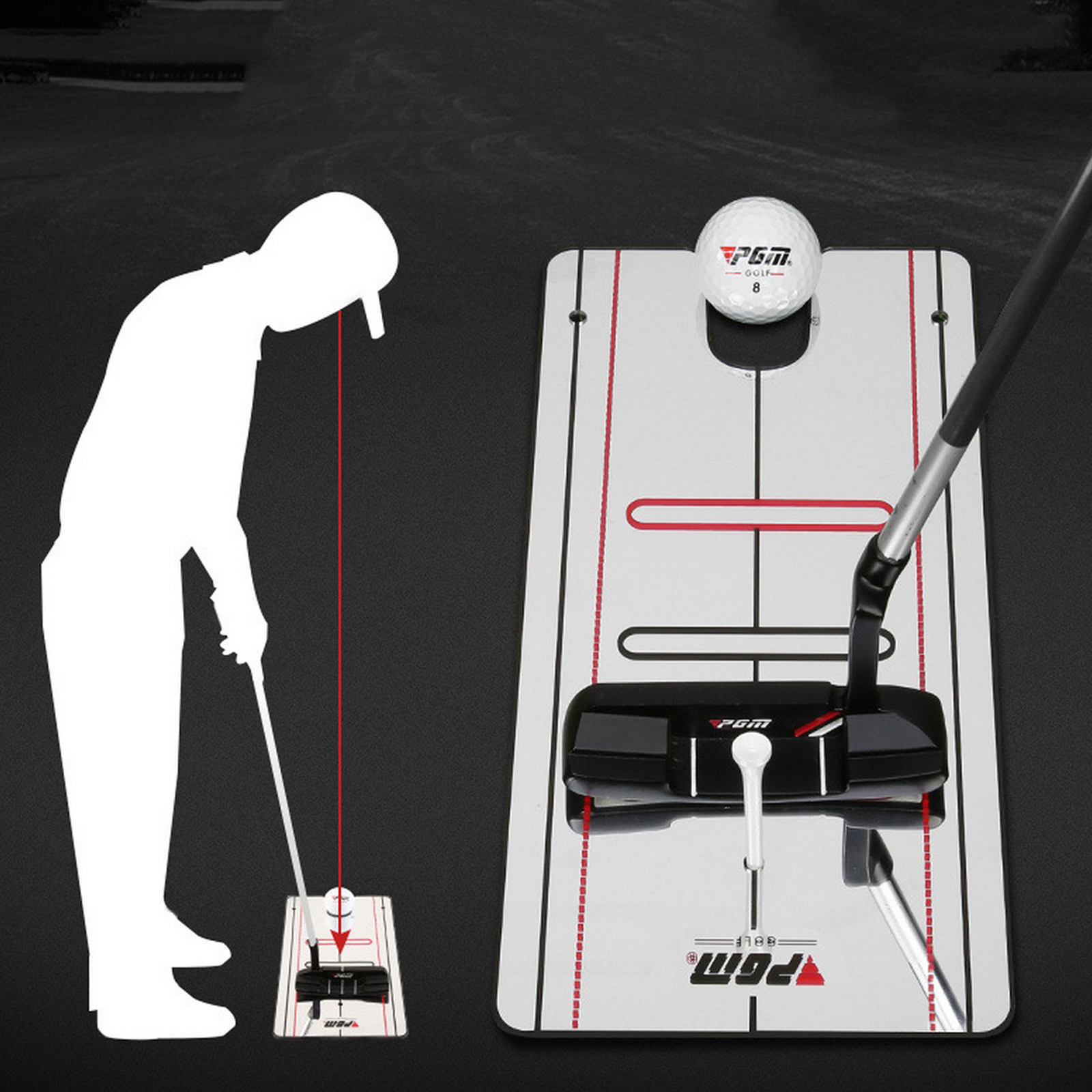 Golf Putting Mirror Alignment Training Aid Swing Trainer Eye Line Golf Swing Straight Practice Golf Accessories 30x14.8cm