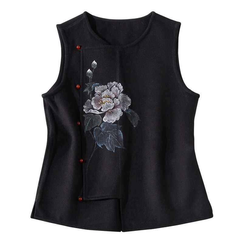 Qipao – gilet sans manches pour femmes, vêtement traditionnel chinois rétro, orientale, décontracté, Tang, Hanfu: Black / M