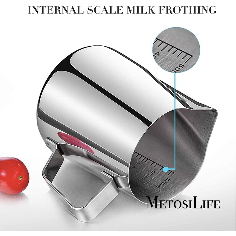 Stainless Steel Milk Frothing Pitcher Jug Espresso Steaming Pitcher with Scale for Cappuccinos &amp; Latte Art
