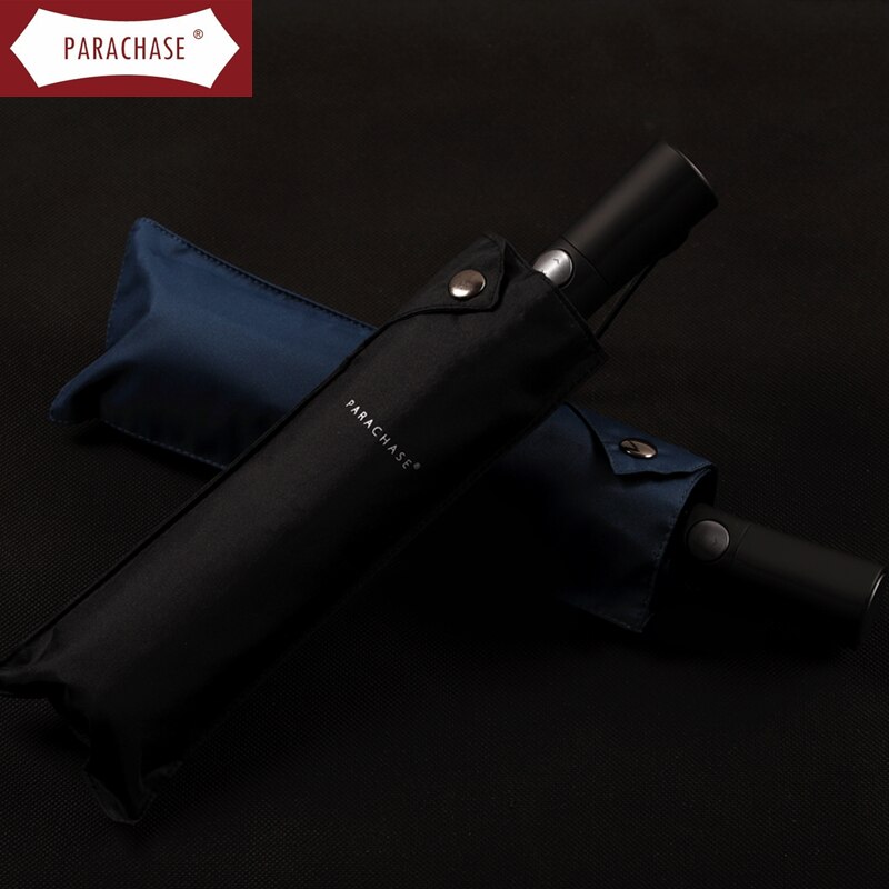 Paracaise-paraguas plegable para hombre, tela Pongee resistente a la lluvia, 102cm, banda Color puro, 3 de negocios
