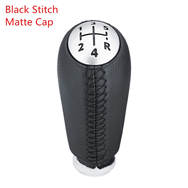 Pomo de cambio de marchas MT de cuero para Renault Scenic II MK2 Megane 2 MK Clio 3 III MK3 Kangoo, bolígrafo de cambio de marchas, negro, gris, Beige: Black Stitch Matte