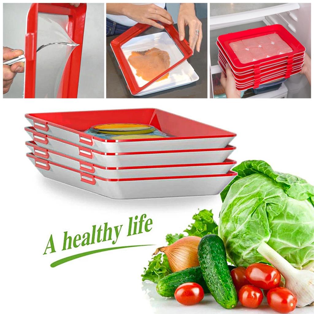 Food Preservation Tray Stackable Food Fresh Tray Magic Elastic Fresh Tray Reusable Food Storage Container