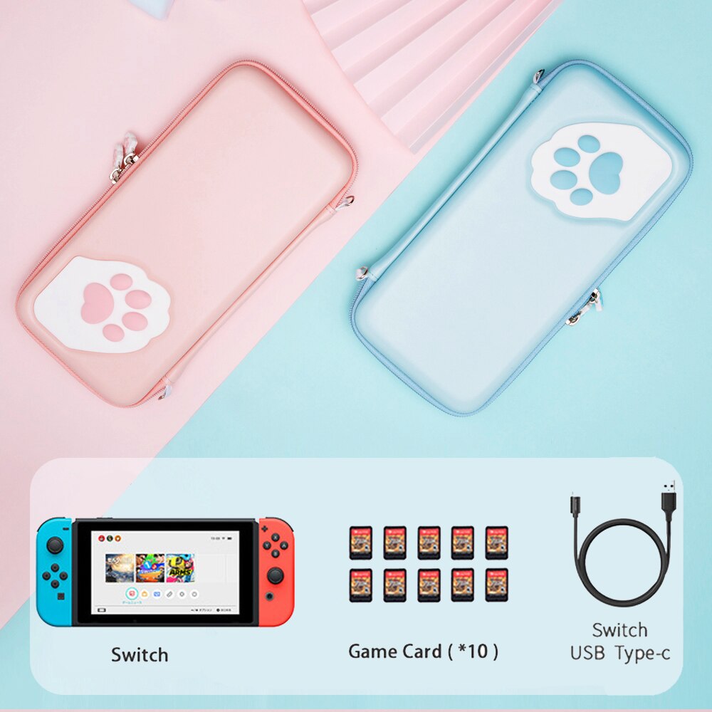 Nintend Switch Cute Cat Paw Case Hardshell Slim Travel Carrying Storage Bag for Nintendo Switch Nintendoswitch Accessories