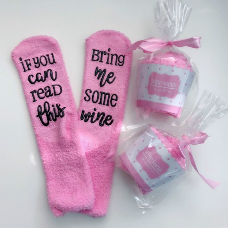 Socks If You Can Read This Bring Me A Glass of Wine Socks Autumn Dobby Christmas Socks Funny Socks