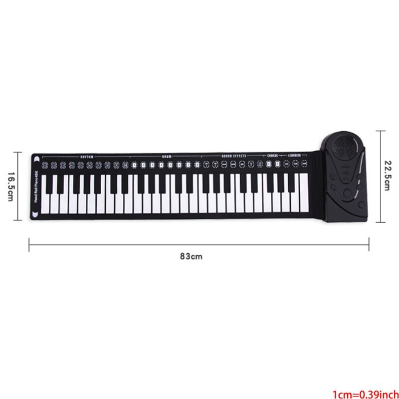 Roll-up Keyboard Piano, Portable 49 Keys Electronic Hand Rolling Keyboard Educational Instrument for Kids Children G8TD