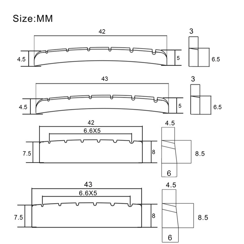 6 String Brass Gold Plated Electric Guitar Nut 42MM 43MM