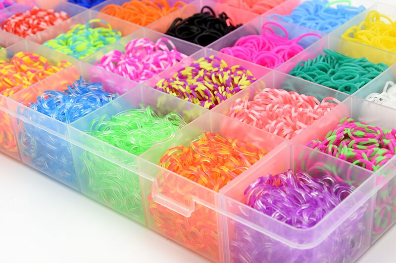 Vävstol gummiband barn gör-det-själv konst hantverk leksaker regnbågsarmband flicka hårband färgglada tuggummi gör vävda armband barn leksak