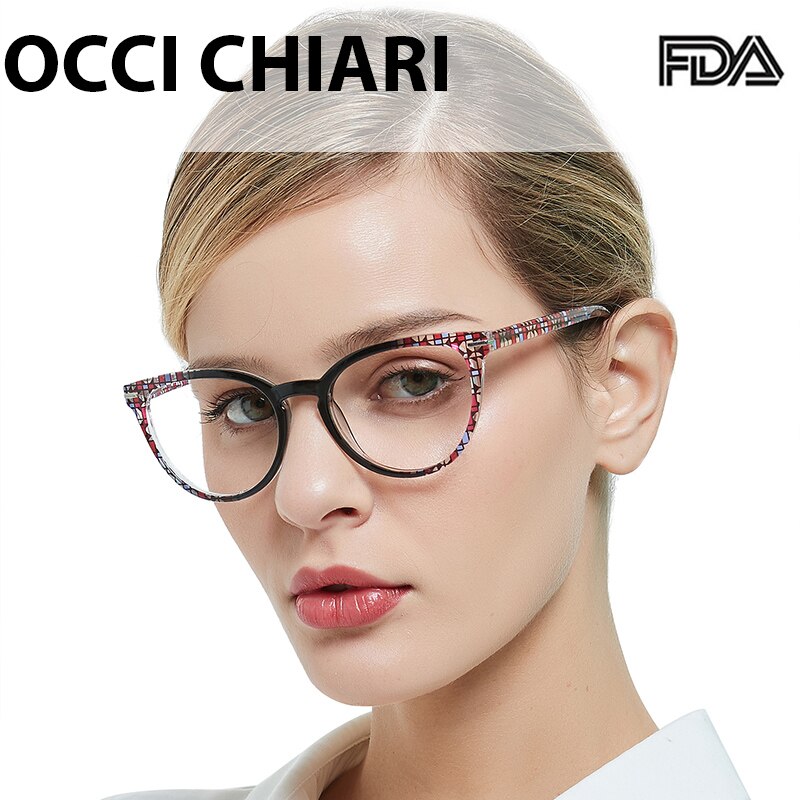 OCCI CHIARI, gafas de luz azul, Marcos cristal óptico gafas Vintage para mujer, gafas de ordenador transparentes, gafas graduadas para miopía, Marco óptico
