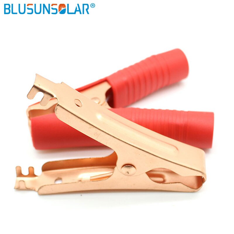 100A Car Alligator Clips Battery Clamps Crocodile Clip Red Black Positive Negative 90mm length: Red Crocodile Clip