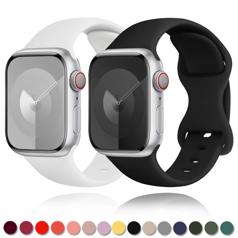 Silicone Strap For Apple Watch Band 45mm 44mm 40mm 41mm 42mm 38mm 49mm 46mm bracelet iwatch series 10 9 8 7 se 3 5 6 Ultra band