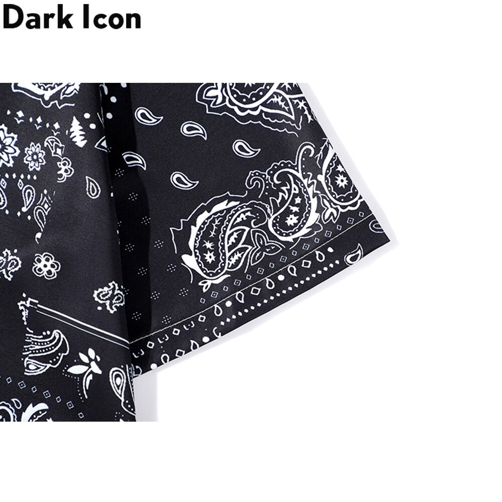 Dark Icon Black Bandana Men's Hawaiian Shirt Street Paisley Shirts for Men Streetwear Clothing