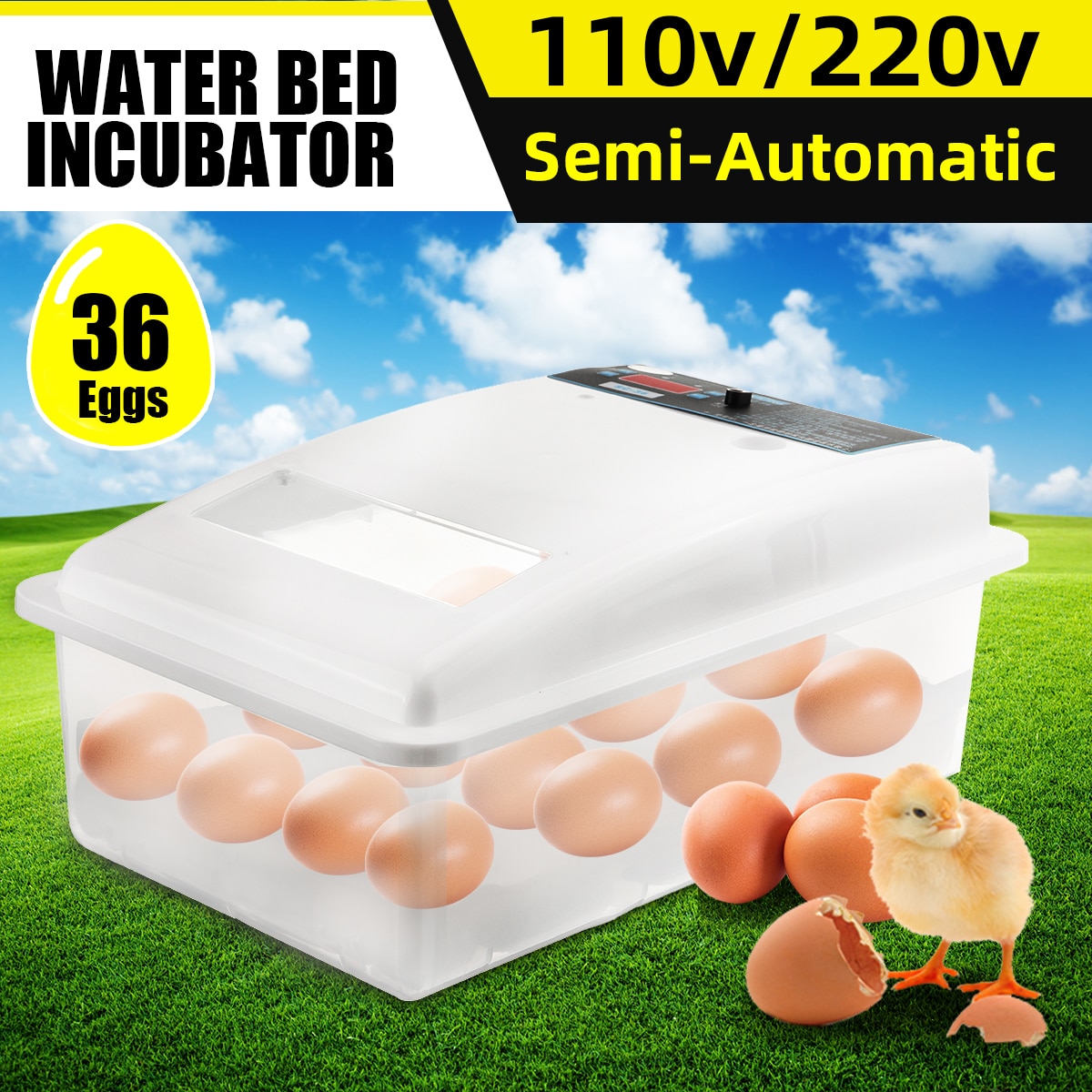 Halvautomatisk vaktel kylling egg inkubator brooder klekkeri fjærfe utstyr inkubator maskin 36 kylling egg vann seng inkubator