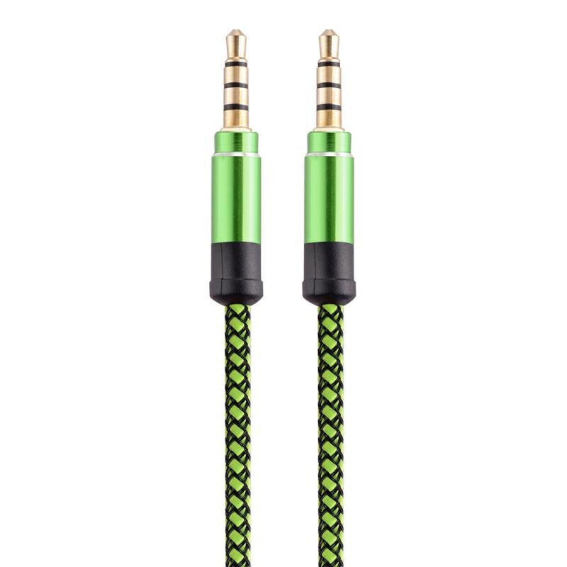 Voor Iphone Hoofdtelefoon Car Audio Kabel 3.5Mm Auto Aux Koord Nylon Male Naar Mannelijke Auto Jack Aux Kabel 3.5mm Auto Product Auto Accessoires: 1.5m green