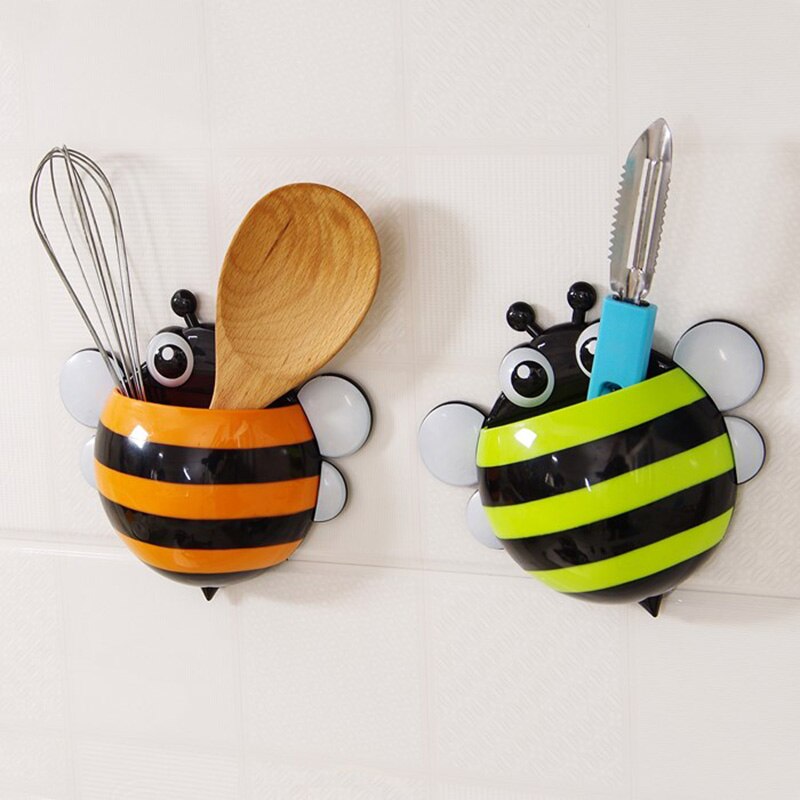 Support mural de rangement en forme d'escargot | Mignon Kawaii abeille et escargot, support mural pour brosse à dents, étagère de salle de bains, organisateur pour l'entretien ménager, ventouse forte,