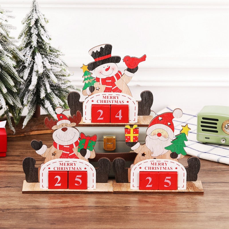 Ornamenten kalenders kerstversiering kerstman houten ornament rekwisieten decoratie licht ornamenten kalender hanger