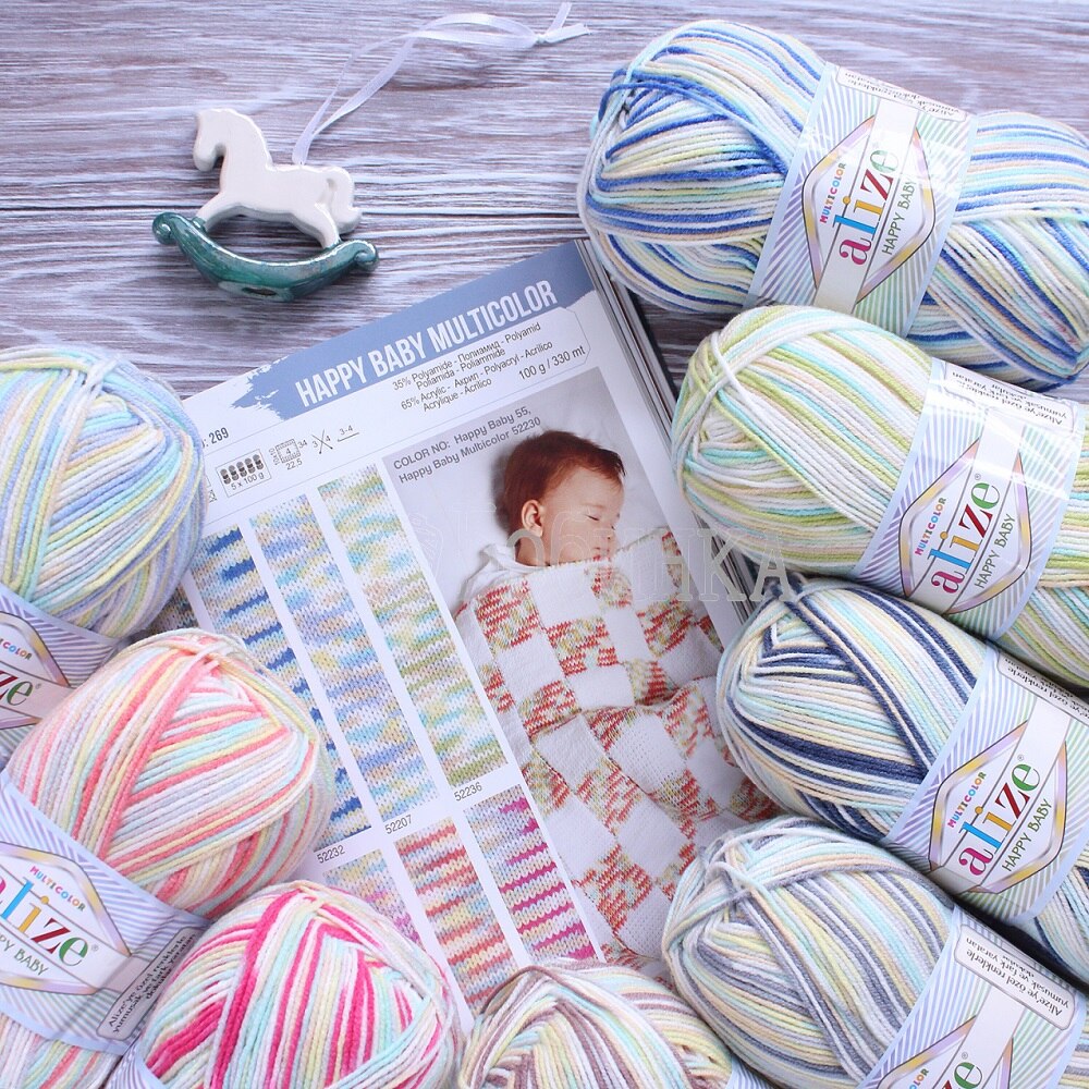 Alize Happy Baby Multi color Baby knitting yarn DIY knitting 100 gr 330 m knitting premium yarn blanket vest cardigan yarn