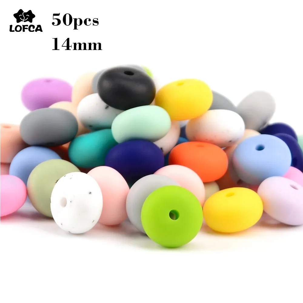 LOFCA 50 pcs/lot 14mm Mini boulier perles de Silicone en vrac collier de perles pour bricolage porte-clés collier bijoux accessoires