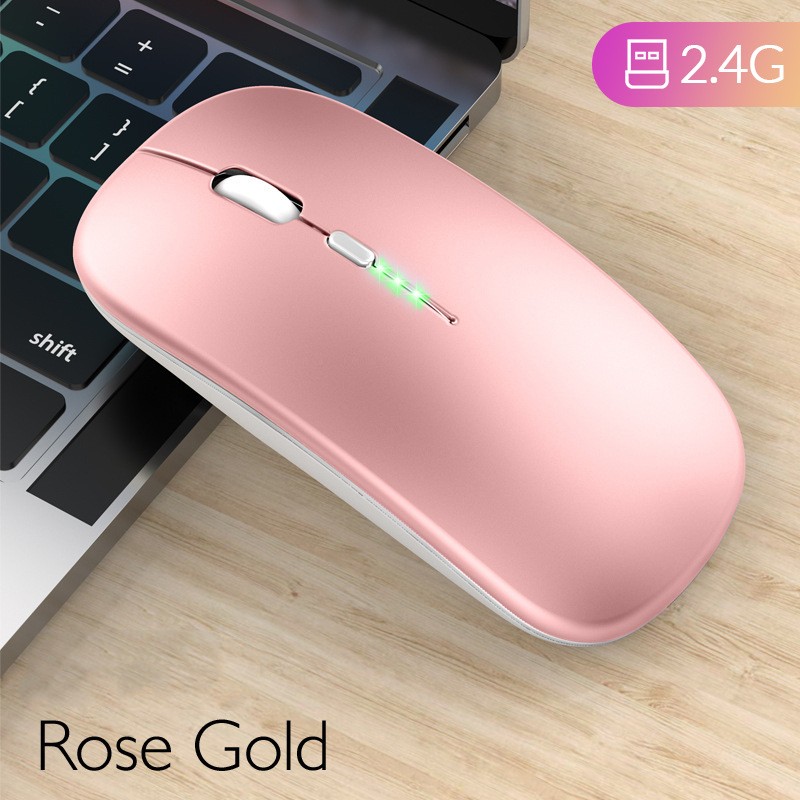 Bezprzewodowa ładowalna mysz do komputera Laptop, bezprzewodowa mysz Slim Mini Noiseless, myszy 2.4G do domu/biura: SZARY
