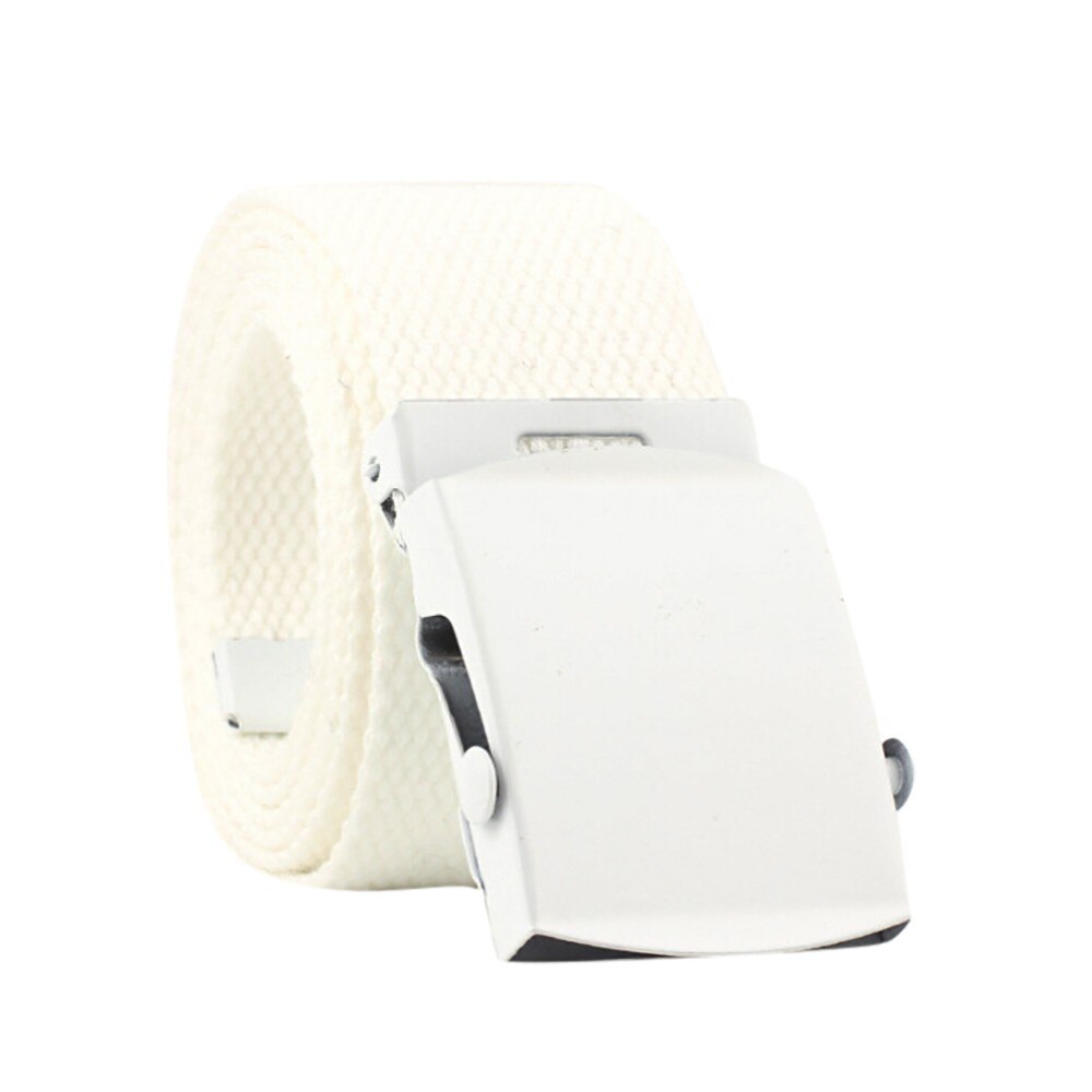 Automatische Gesp Canvas Riem Mannen Vrouwen Mode Nylon Riem Unisex Outdoor Casual Riemen Man Wandelen Training Riemen: WHITE