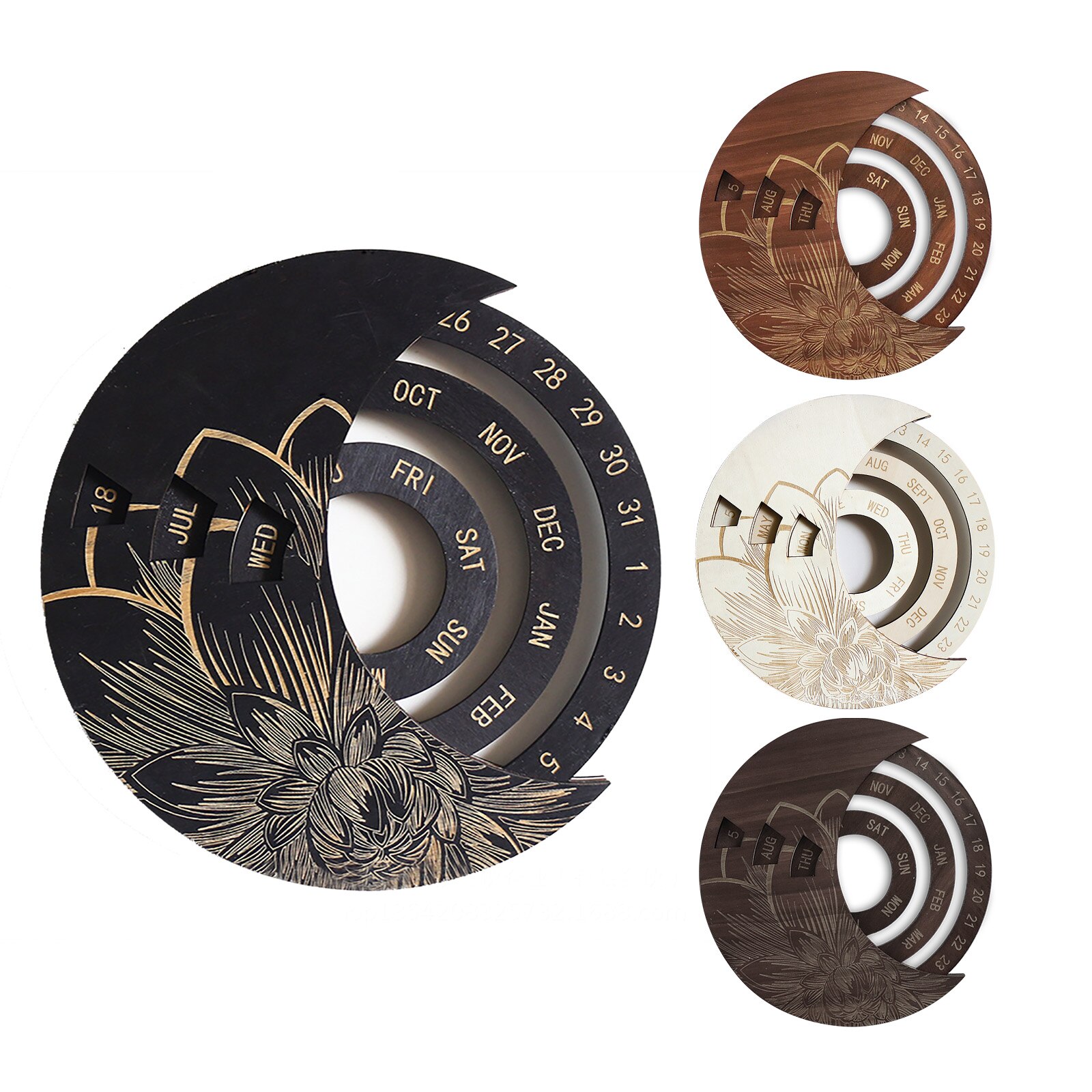 Round Moon Wooden Perpetual Advent Calendar Creativity Hanging Study Desk Handmade Decorative Craft Decoration For Girls