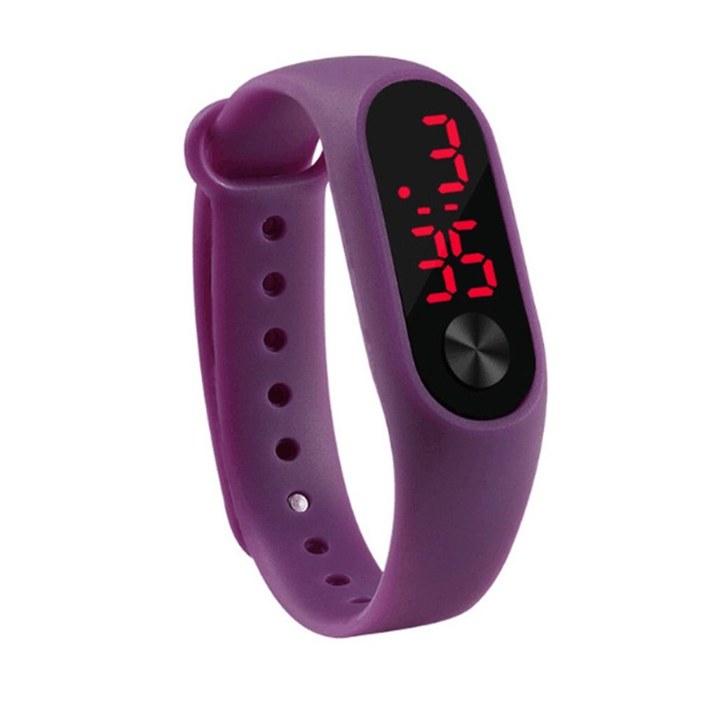 Heren dames eenvoudige sport armband horloges witte led elektronische digitale snoepkleur siliconen polshorloge voor kinderen: Paars