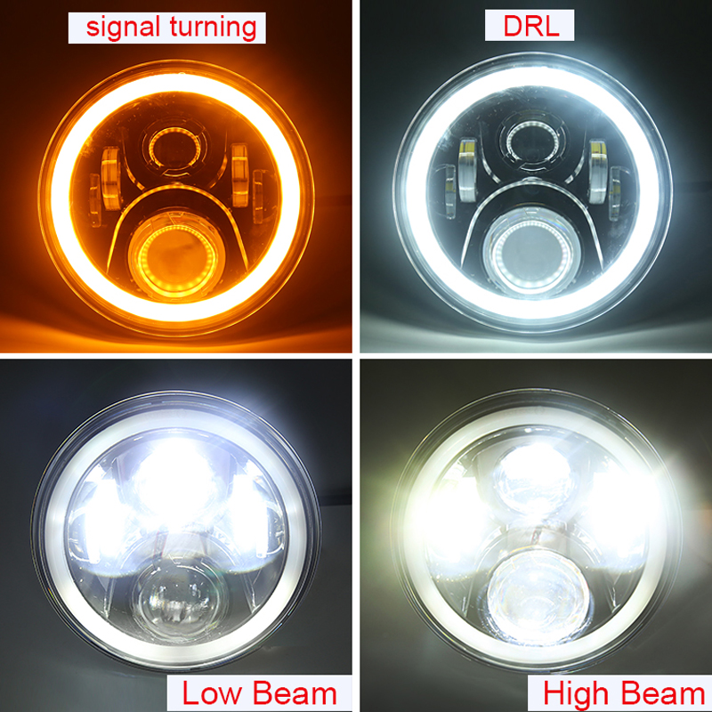 Motorfiets 7 inch Led Koplamp Met Halo Ring 7 ''Led Projectie Koplamp Voor Harley Davidson